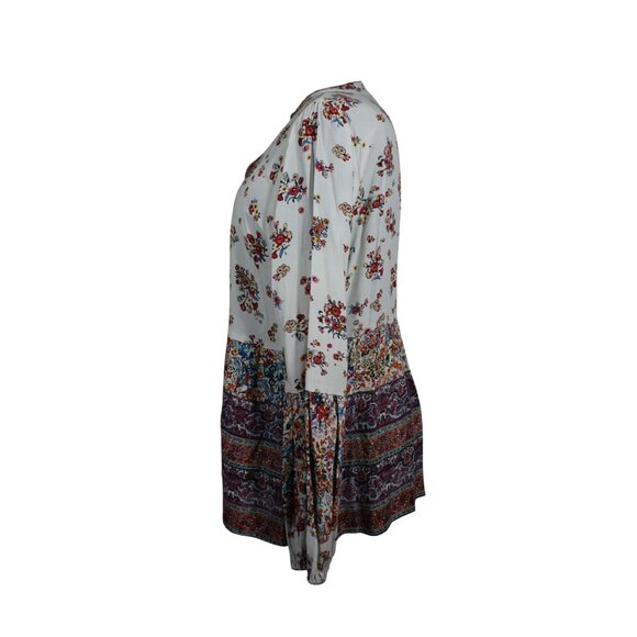Fifteen Twenty women's button front floral print boho peasant tunic blouse L - Picture 2 of 10